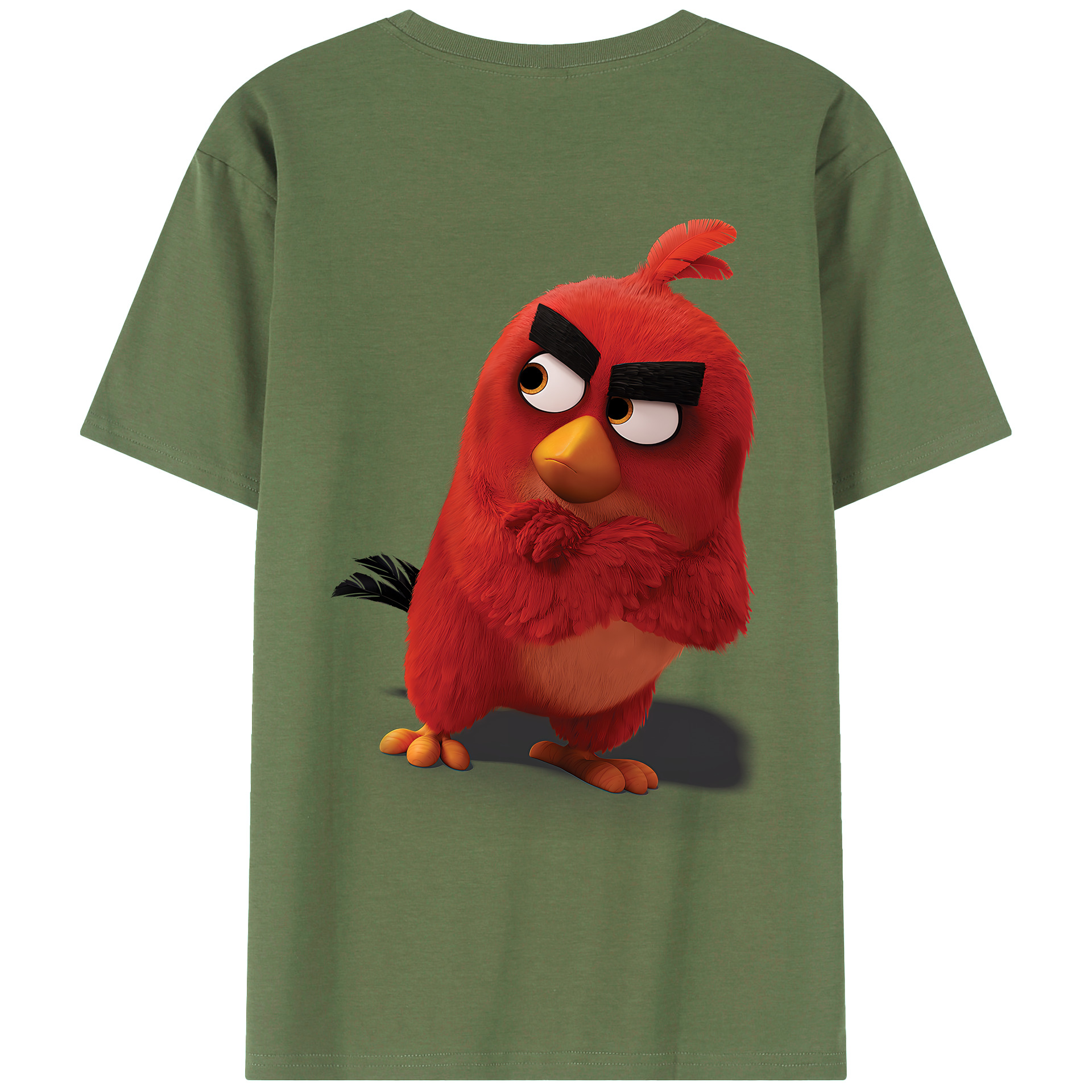 （画像用） Angry Birds アングリーバード 綿100％ メンズ半袖Tシャツ（バックプリント） 通気性